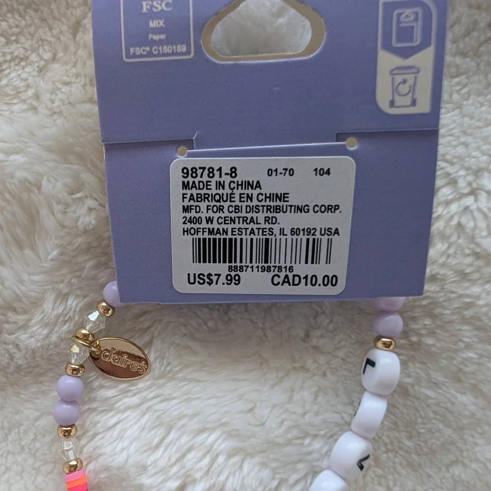 Claire’s Jewelry Bundle | Butterfly Choker, BFF Bracelets, LOVER Beaded Bracelet